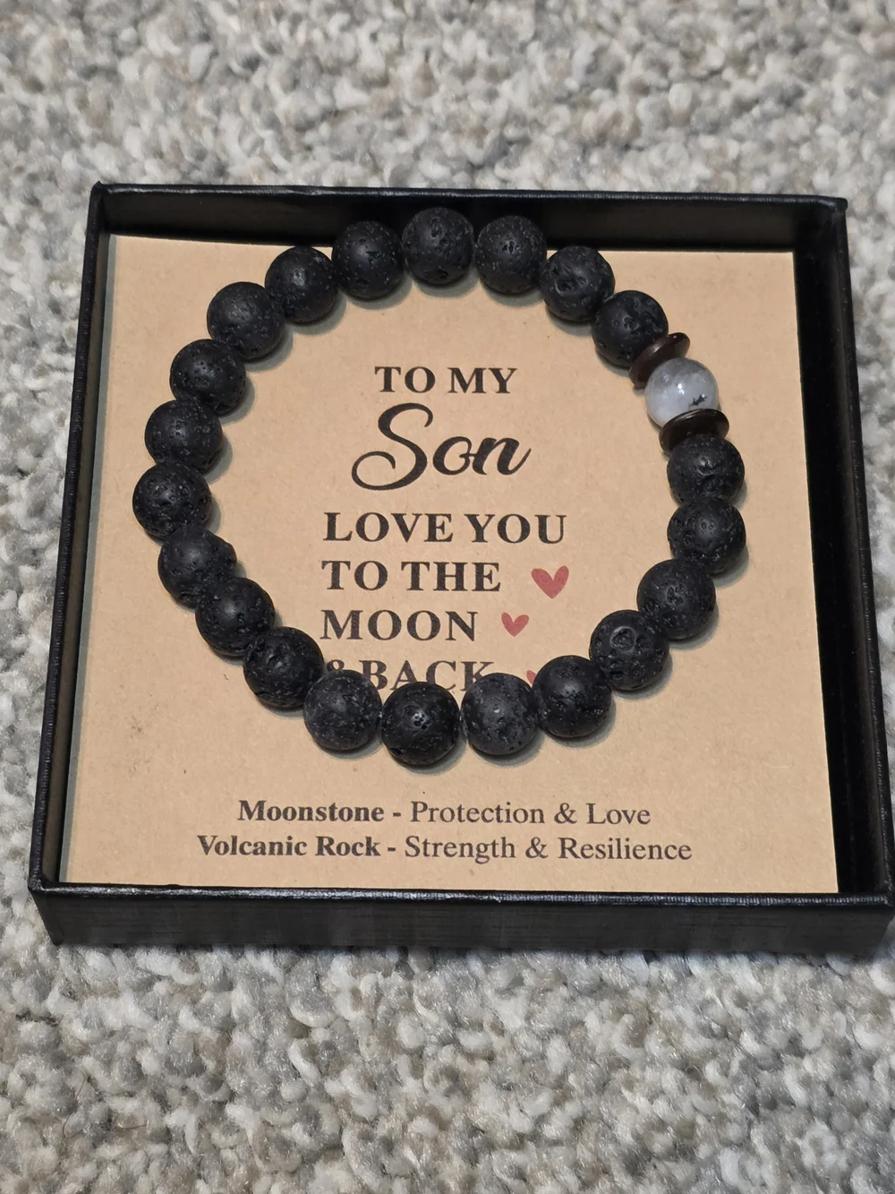Son Lava Rock and Moonstone Bracelet - Black